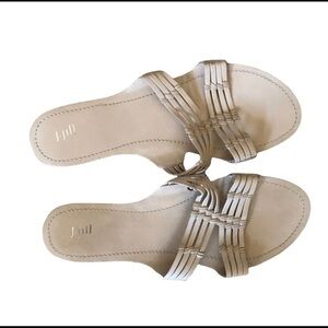 J. Jill cream leather sandals /slides strappy coastal old money classic chic